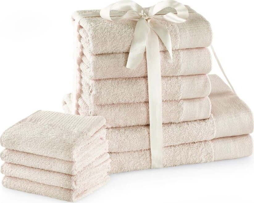 Krémové froté bavlněné ručníky a osušky v sadě 10 ks Amari – Restilo