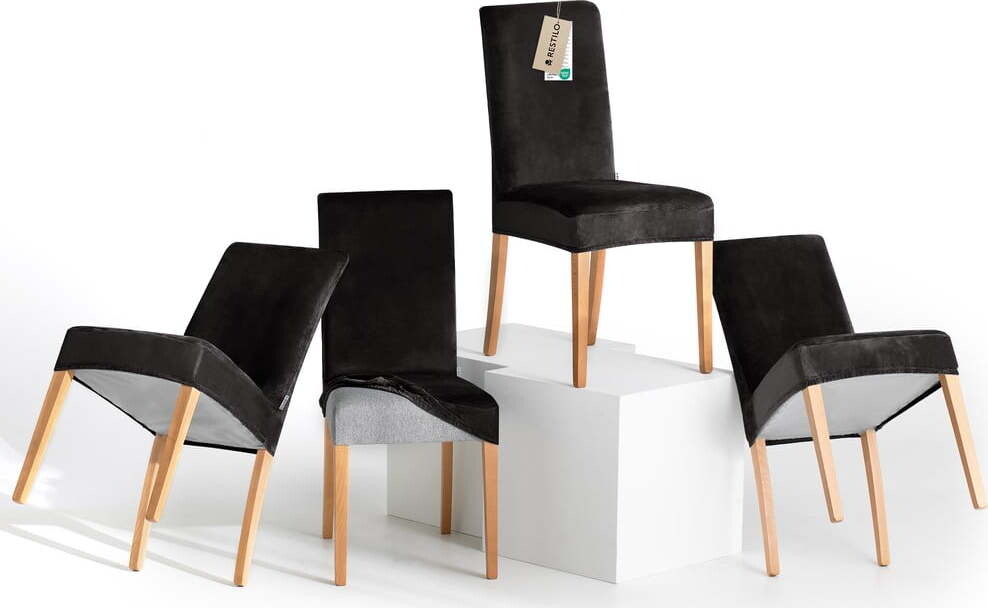 Černé napínací potahy v sadě 4 ks na židli 48 cm Sento – Restilo