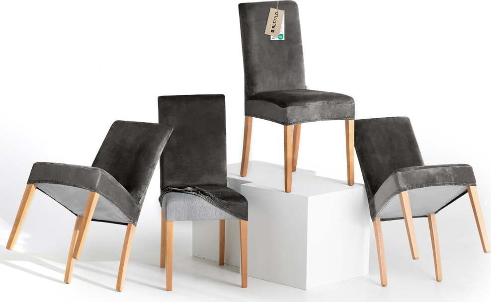 Šedé napínací potahy v sadě 4 ks na židli 48 cm Sento – Restilo