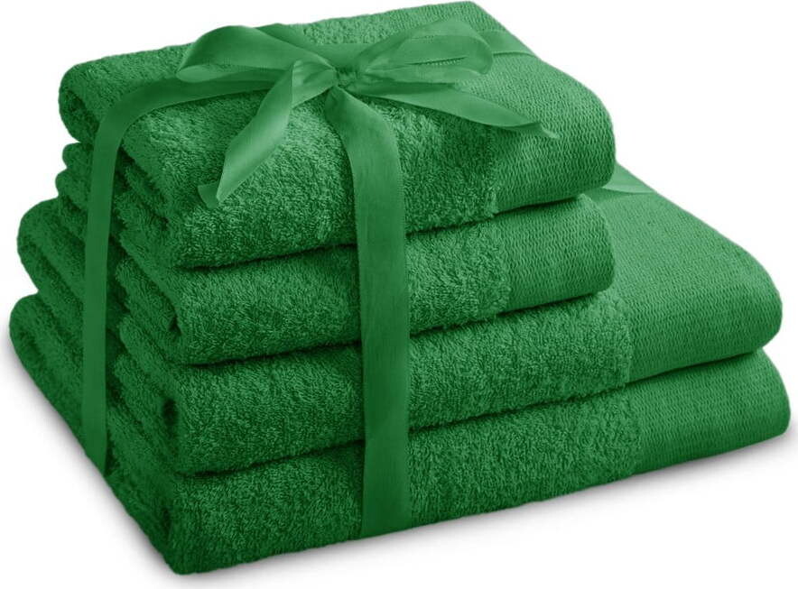 Zelené froté bavlněné ručníky a osušky v sadě 4 ks Amari – Restilo