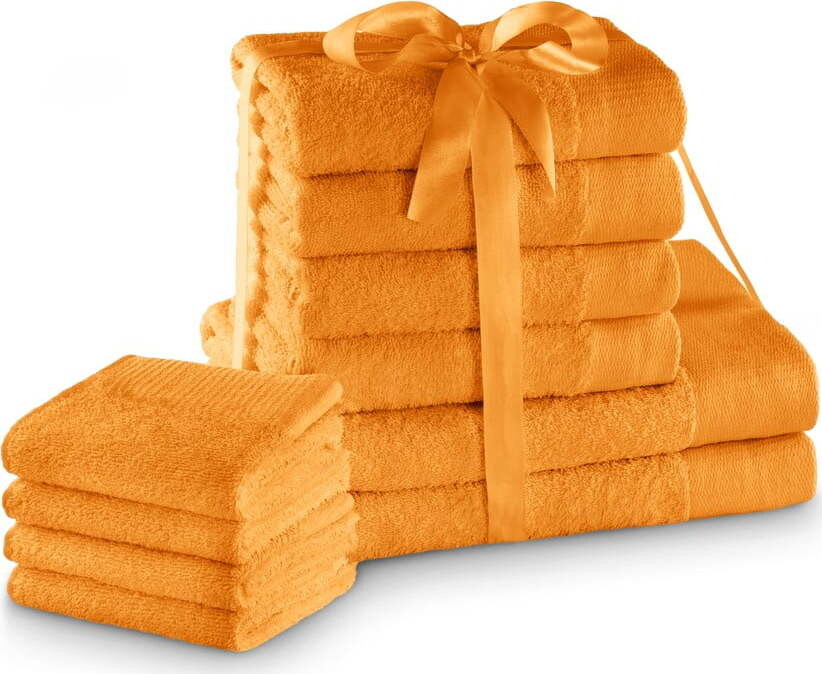 Oranžové froté bavlněné ručníky a osušky v sadě 10 ks Amari – Restilo