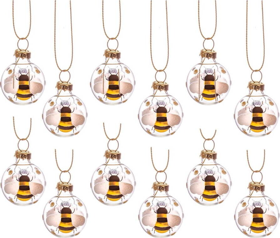 Skleněné ručně vyrobené vánoční koule v sadě 12 ks ø 3 cm Bee Mini – Sass & Belle