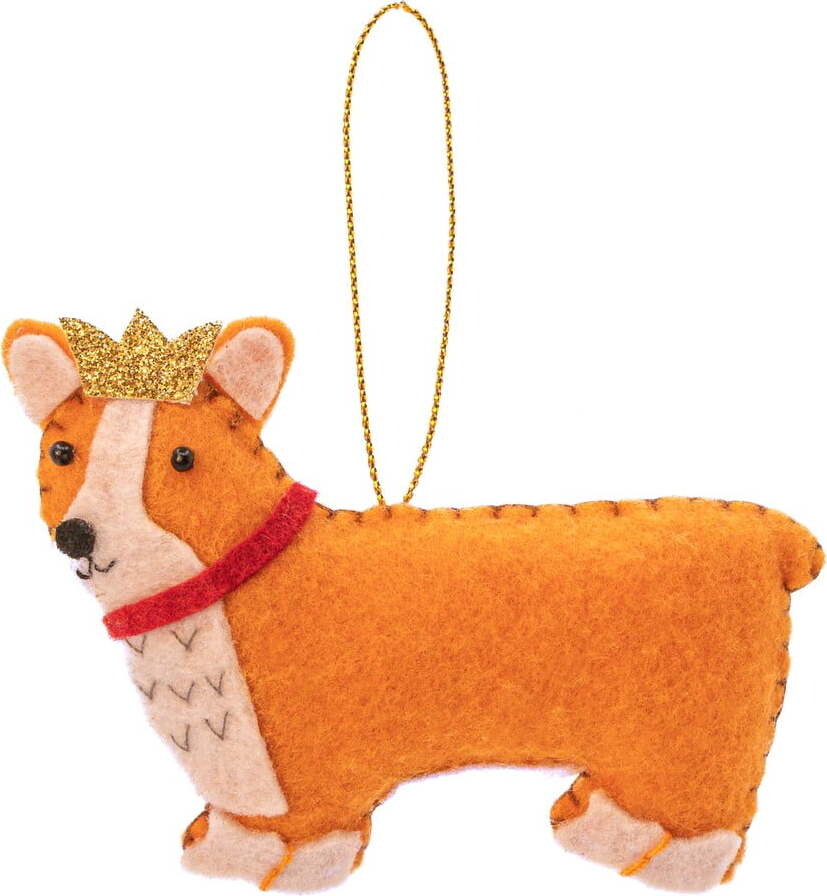 Textilní ručně vyrobená vánoční ozdoba 5,5 cm Corgi – Sass & Belle