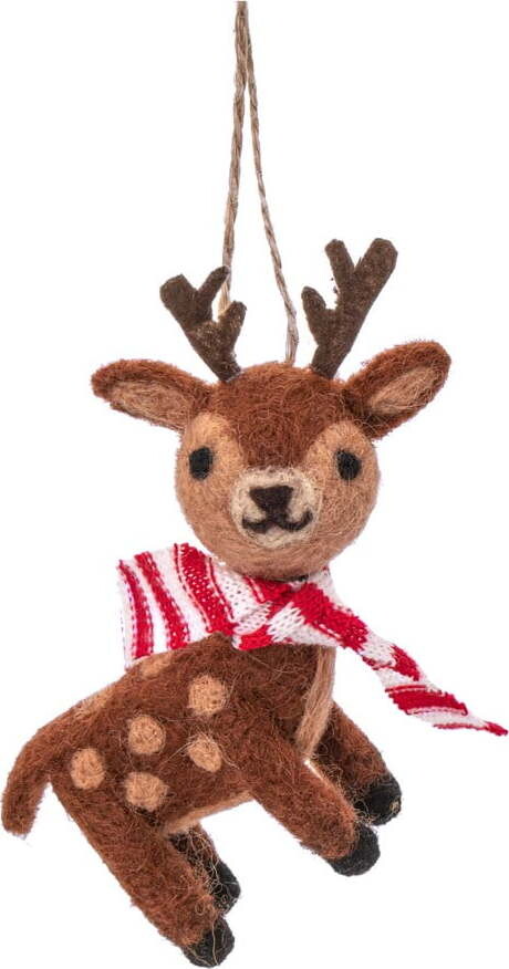 Vlněná ručně vyrobená vánoční ozdoba 12 cm Reindeer – Sass & Belle