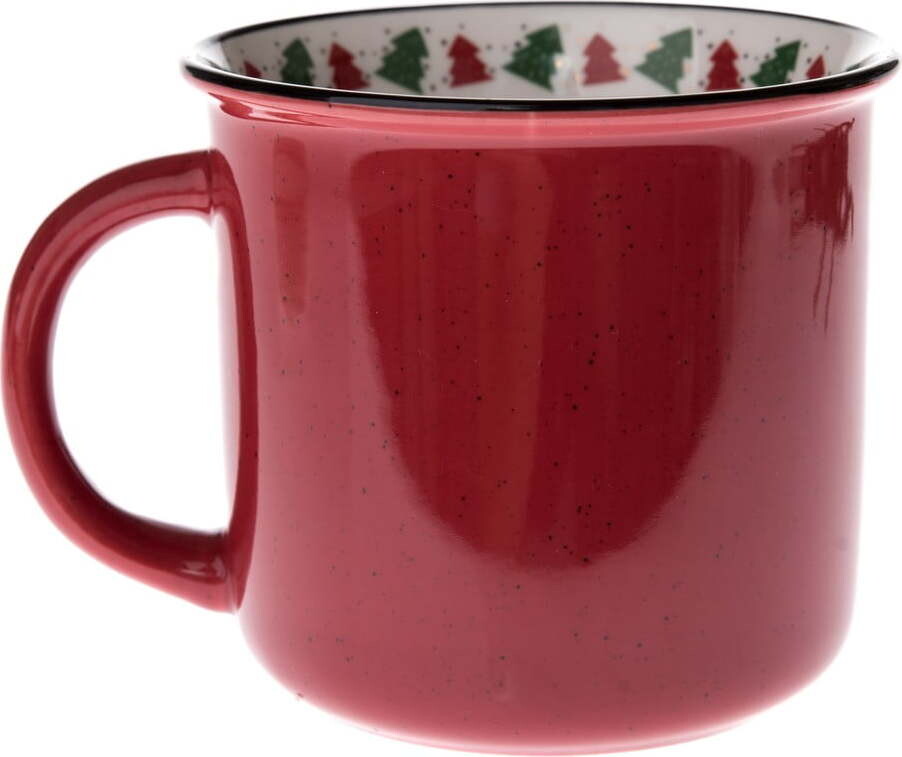 Červený porcelánový hrnek s vánočním motivem 380 ml – Dakls