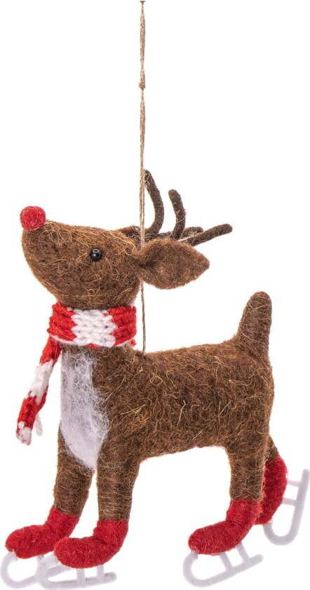 Textilní ručně vyrobená vánoční ozdoba 13 cm Skating Rudolph – Sass & Belle