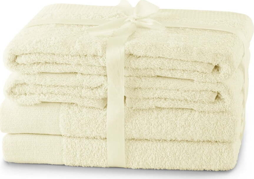 Krémové froté bavlněné ručníky a osušky v sadě 6 ks Amari – Restilo