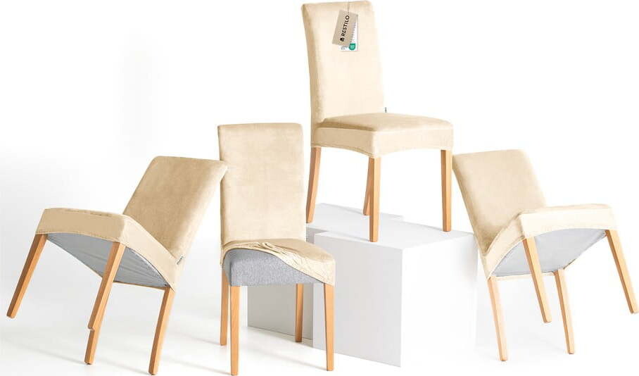 Béžové napínací potahy v sadě 4 ks na židli 48 cm Sento – Restilo