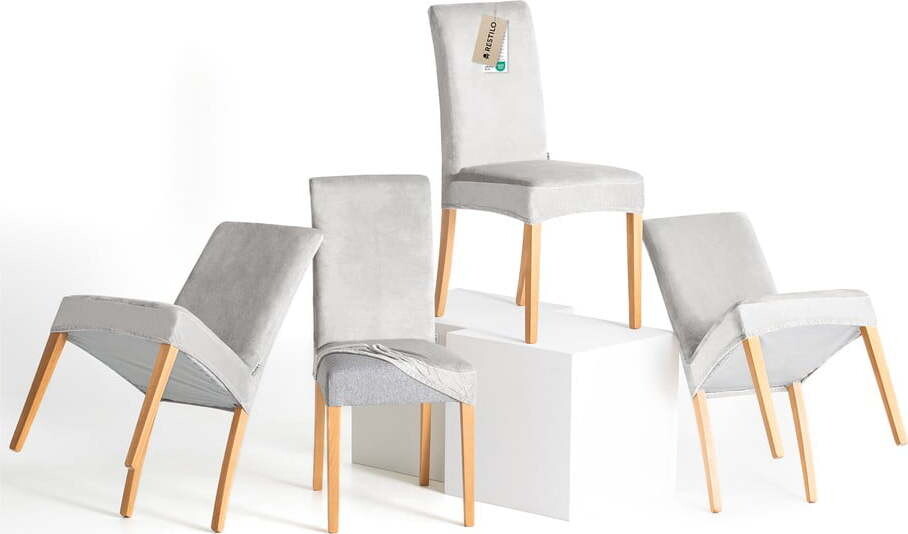 Světle šedé napínací potahy v sadě 4 ks na židli 48 cm Sento – Restilo