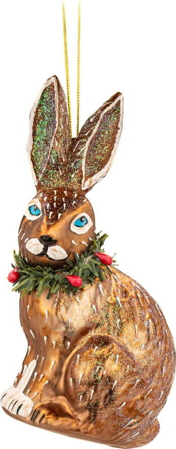 Skleněná ručně vyrobená vánoční ozdoba 12,5 cm Festive Hare – Sass & Belle