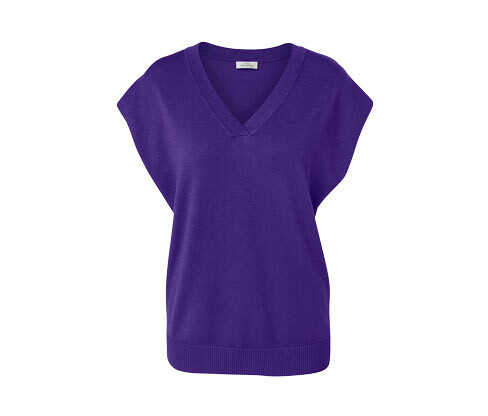 Tchibo - Svetr z jemného úpletu s krátkým rukávem - pro ženy - vel. S 36/38 - barva: fialová