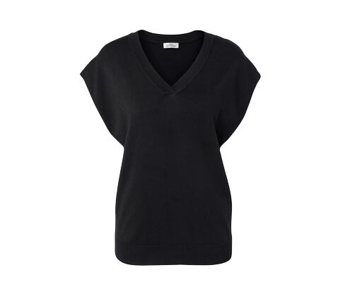 Tchibo - Svetr z jemného úpletu s krátkým rukávem - pro ženy - vel. S 36/38 - barva: černá