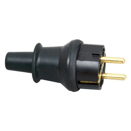 Vidlice gumová rovná IP44 Kopp 1730.1600.8 230V/16A černá