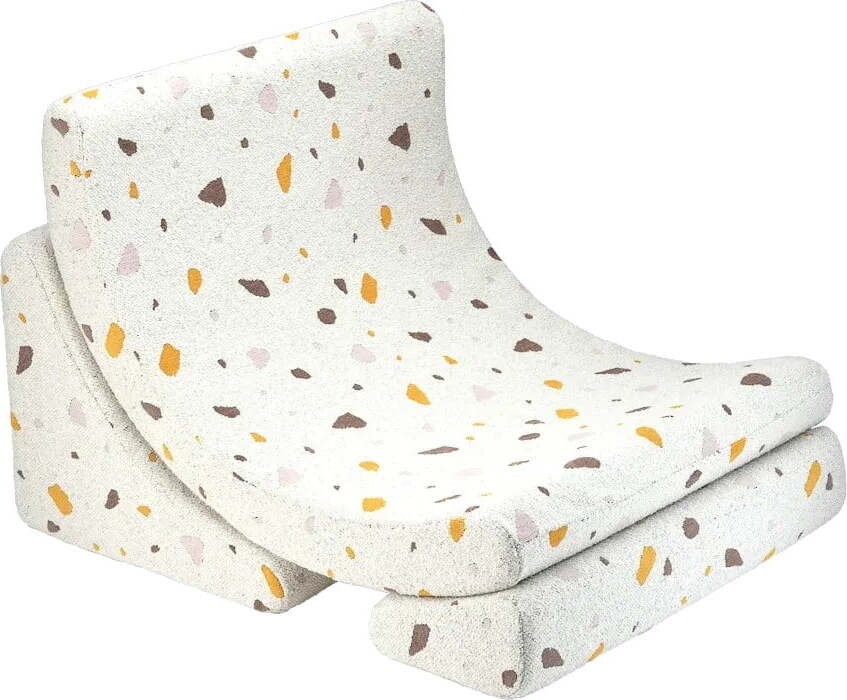 Bílé dětské křesílko z textilie bouclé/žinylkové Terrazzo Moon – Wigiwama