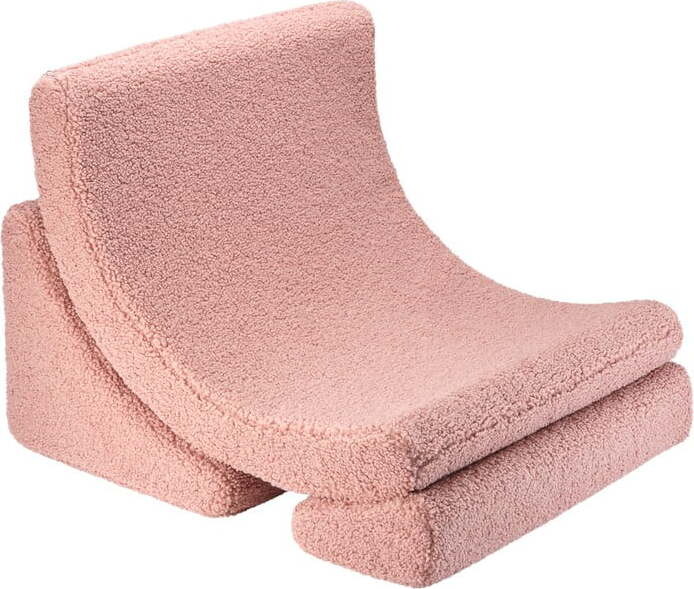 Růžové dětské křesílko z textilie bouclé Moon – Wigiwama