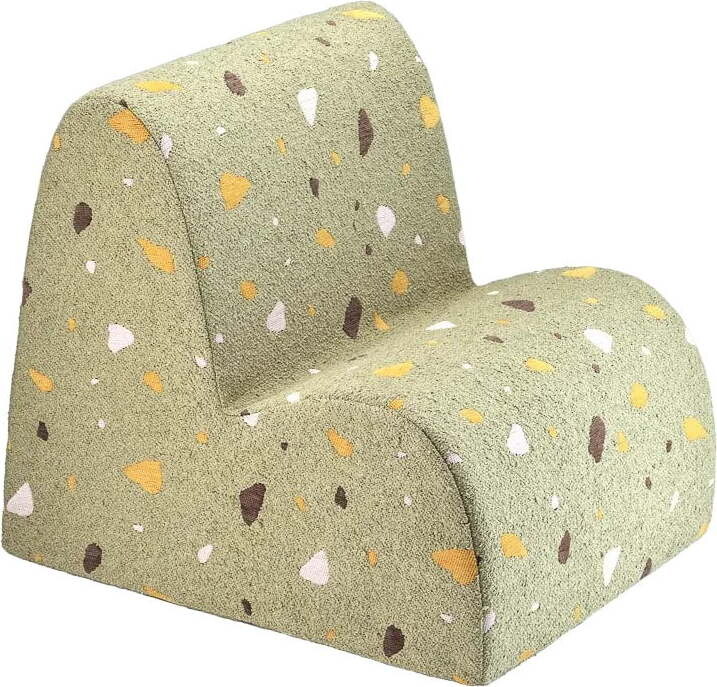 Zelené dětské křesílko z textilie bouclé/žinylkové Terrazzo Cloud – Wigiwama