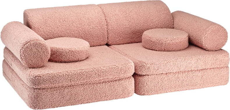 Růžová dětská pohovka z textilie bouclé 132 cm Settee – Wigiwama