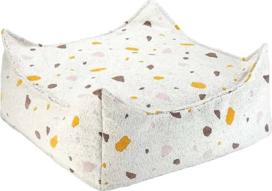 Bílý dětský sedací vak z textilie bouclé/žinylkový Terrazzo Square – Wigiwama