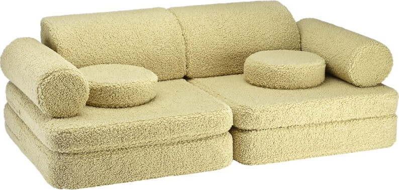 Zelená dětská pohovka z textilie bouclé 132 cm Settee – Wigiwama