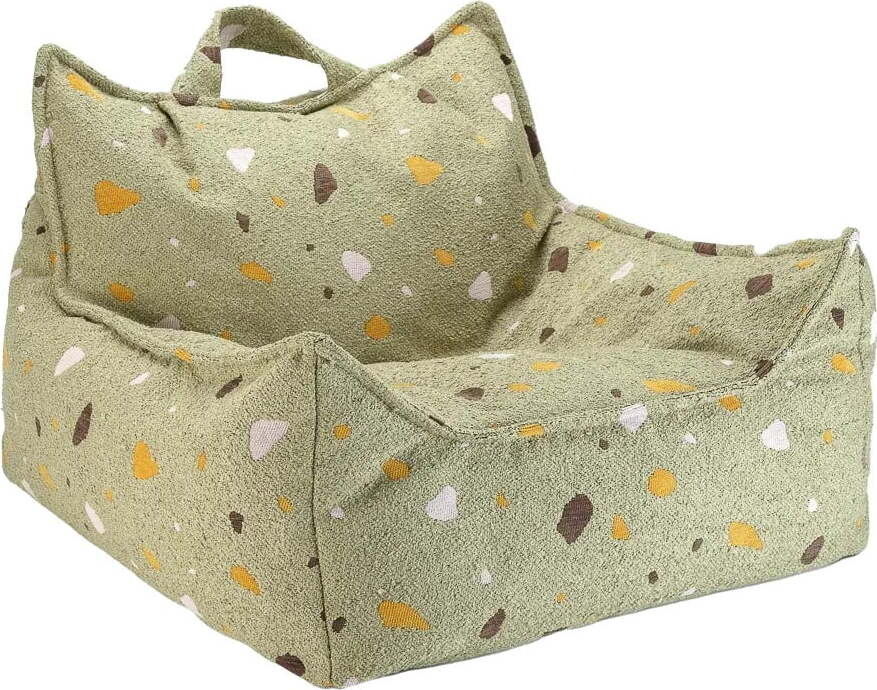 Zelený dětský sedací vak z textilie bouclé/žinylkový Terrazzo Chair – Wigiwama