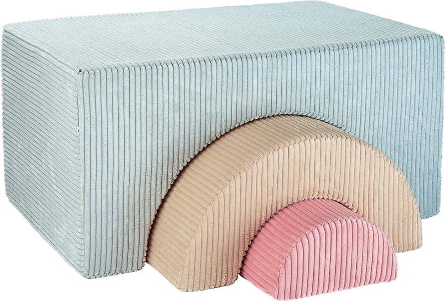 Manšestrový dětský puf v mentolové barvě Rainbow – Wigiwama