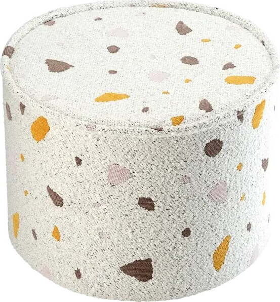 Bílý dětský puf z textilie bouclé/žinylkový Terrazzo – Wigiwama