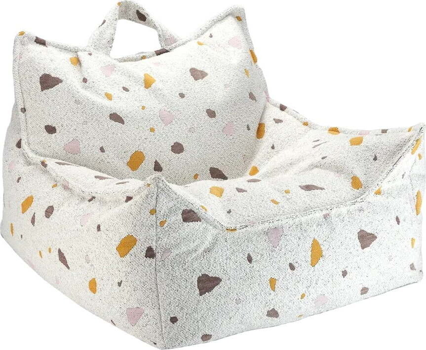 Bílý dětský sedací vak z textilie bouclé/žinylkový Terrazzo Chair – Wigiwama