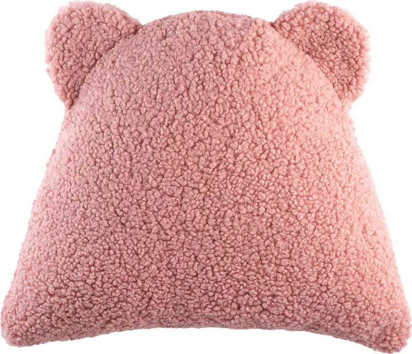 Růžový dětský pohovkový polštář z textilie bouclé Bear – Wigiwama