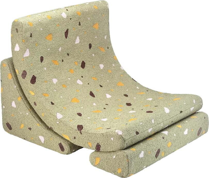 Zelené dětské křesílko z textilie bouclé/žinylkové Terrazzo Moon – Wigiwama