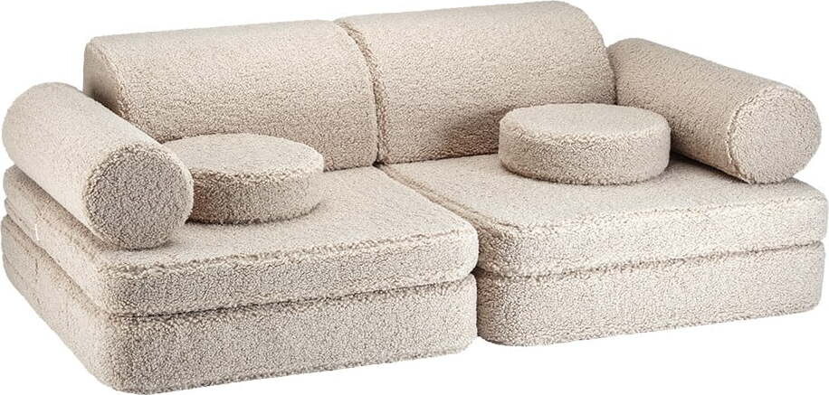 Světle hnědá dětská pohovka z textilie bouclé 132 cm Settee – Wigiwama