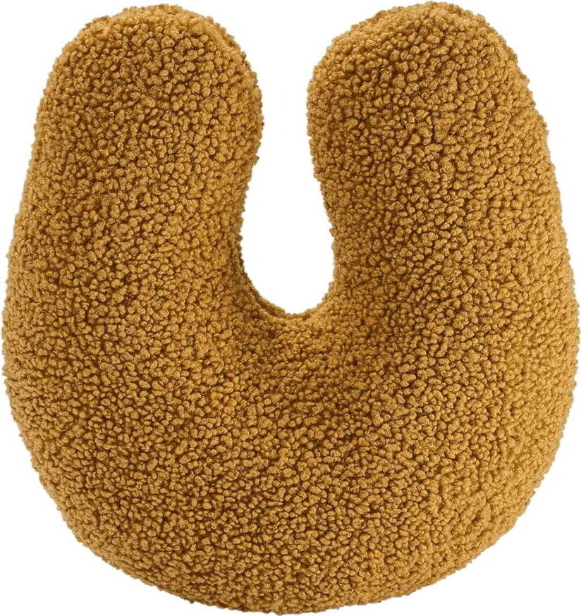 Hnědý dětský pohovkový polštář z textilie bouclé U – Wigiwama