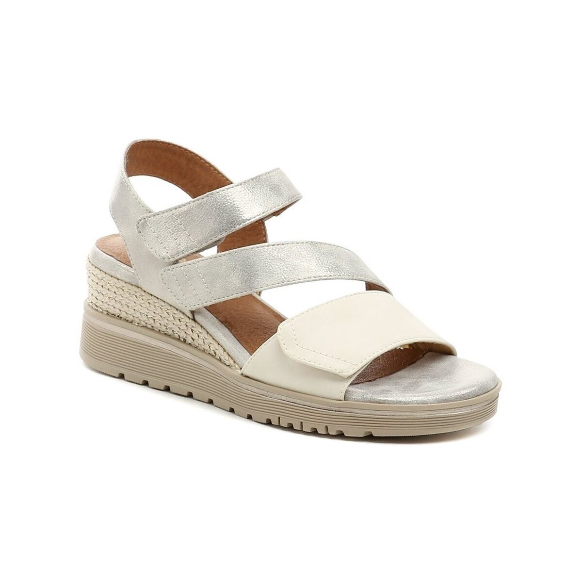 Jana  8-28763-44 béžovo zlaté dámské sandály na klínku  Zlatá