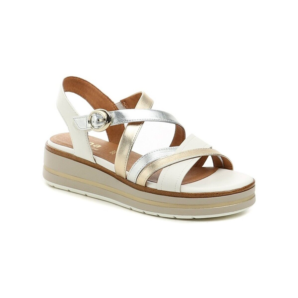 Jana  8-28267-44 bílo zlaté dámské sandály na platformě  Bílá