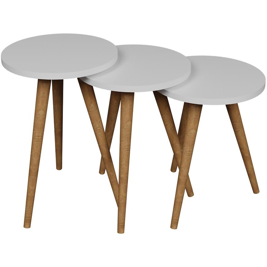 Konferenční Stolek 3 ks FD-WDL3PCCTS-002 bílý/natural