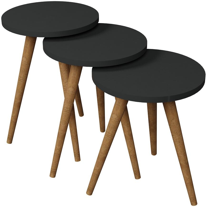 Konferenční Stolek 3 ks FD-WDL3PCCTS-007 antracit/natural