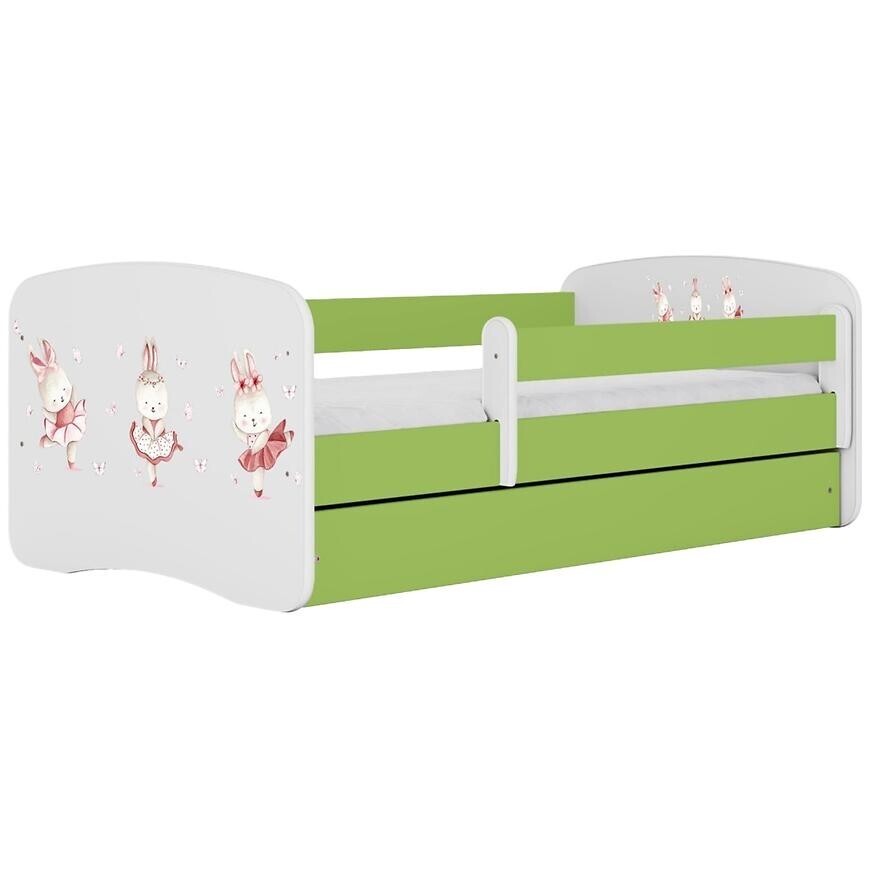 Dětská postel Babydreams+SZ+M zelená 70x140 Tančící králíčci