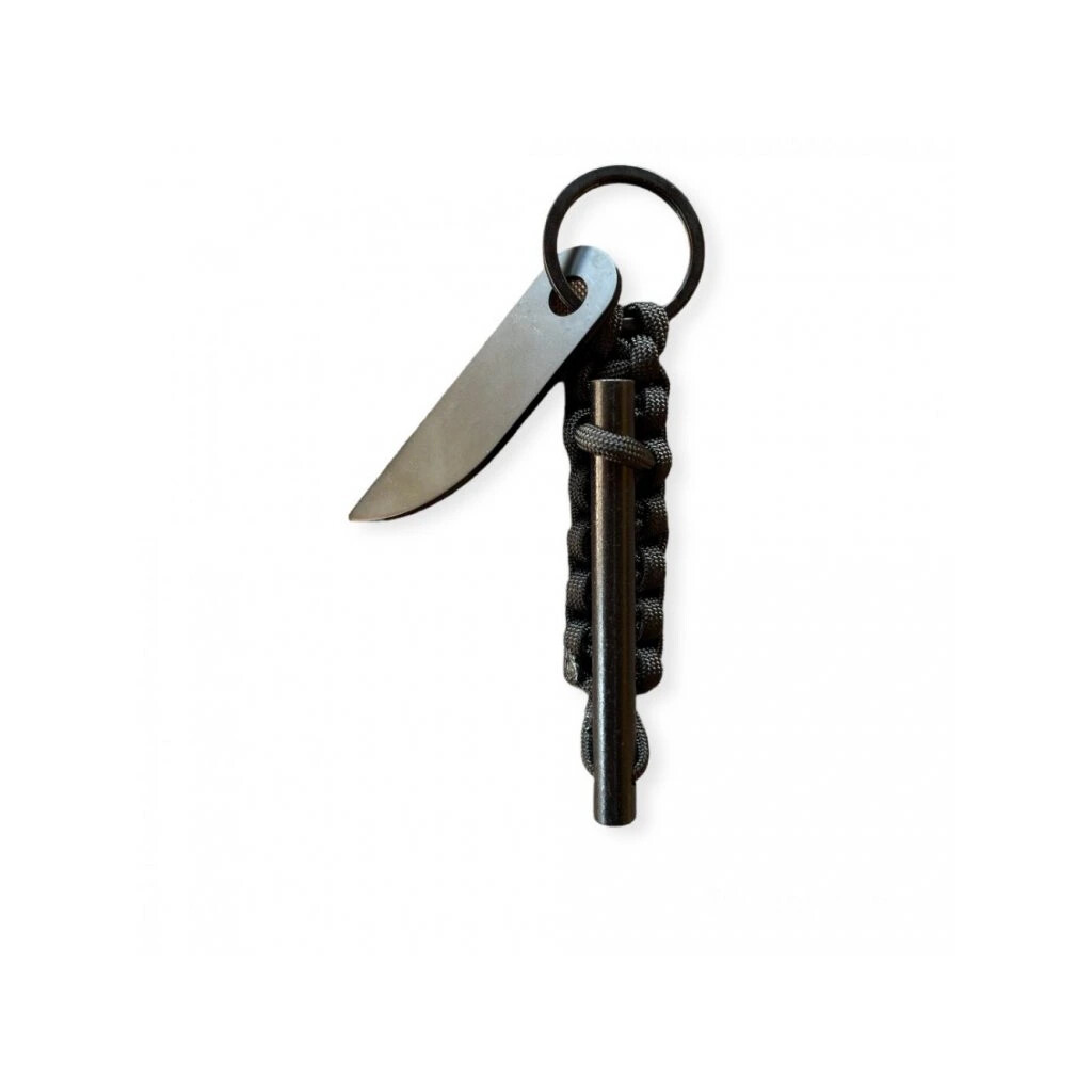 Paracord Survival klíčenka s křesadlem S a škrtadlem - černá