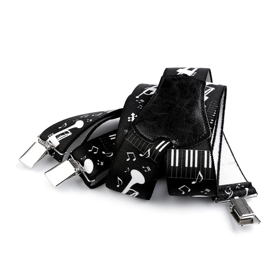 Šle hudební šíře 4 cm - černé-bílé