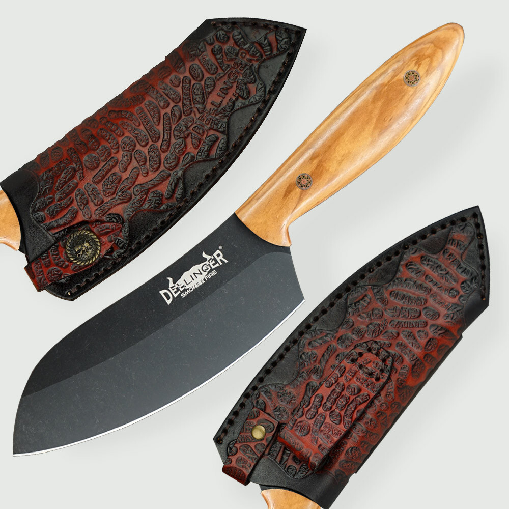 Nůž BBQ Dellinger D2 Sand Wenge 165 mm - černý-hnědý