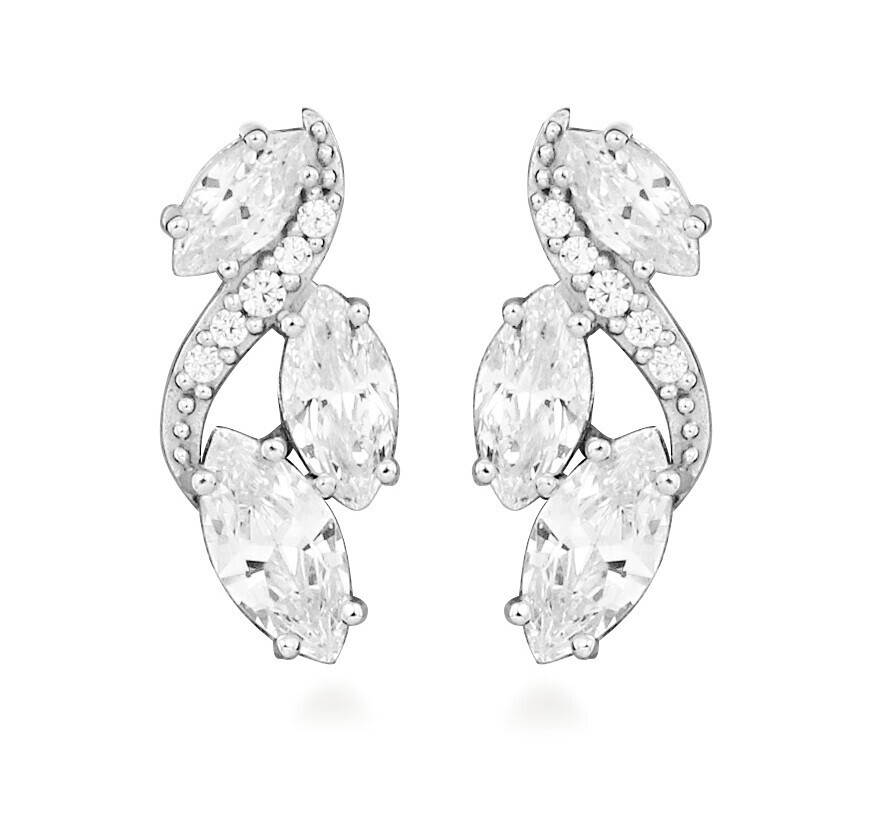 Silver Cat Zářivé stříbrné náušnice s kubickými zirkony Classics SC595