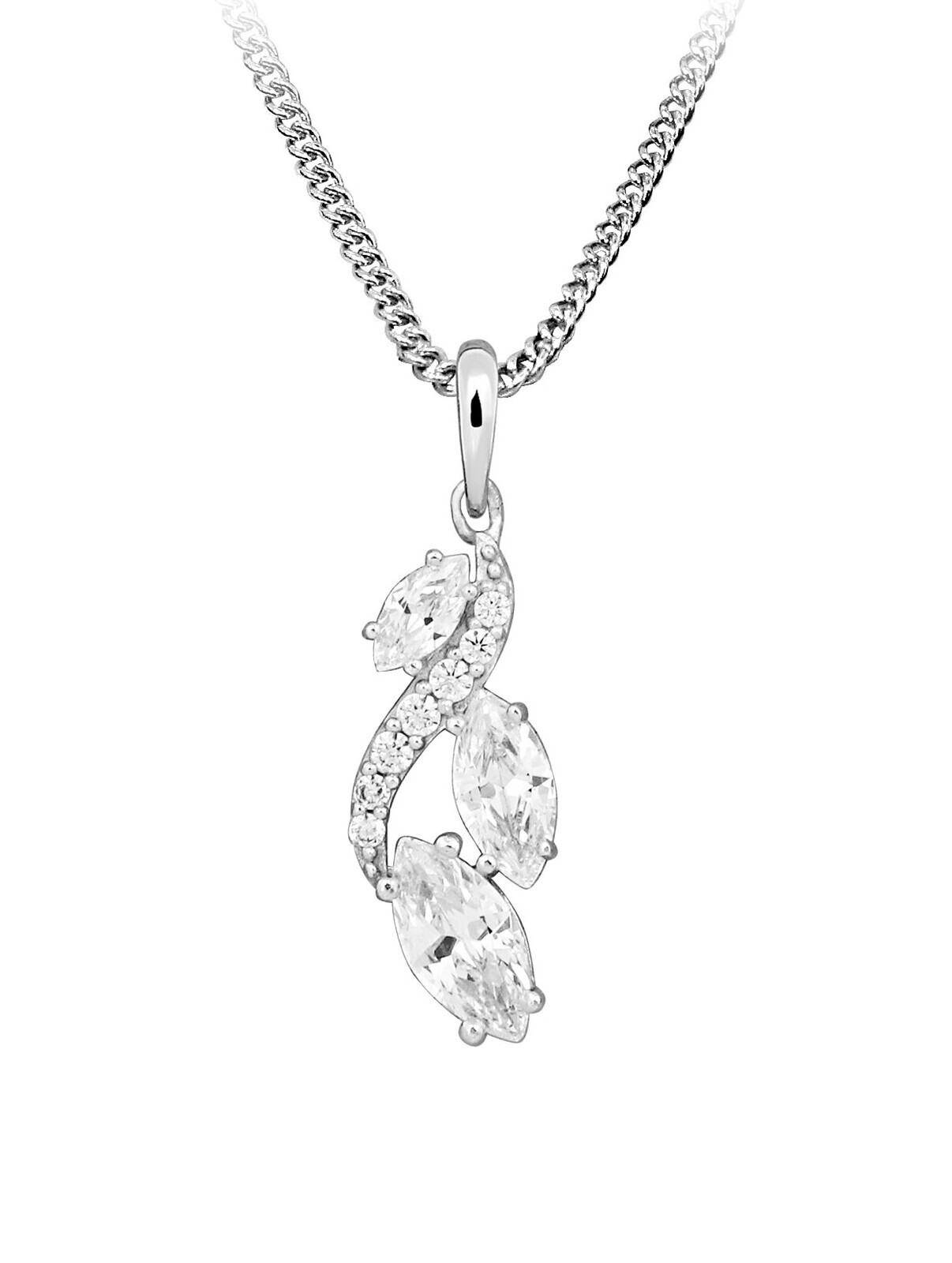 Silver Cat Stříbrný náhrdelník s kubickými zirkony Classics SC594 (řetízek, přívěsek)