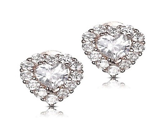 MOISS Stříbrné náušnice Třpytivé srdce E0003202