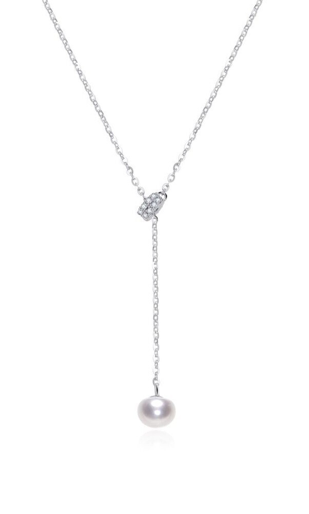 MOISS Stříbrný flexibilní náhrdelník s perlou a zirkony ETERNITY NP000173