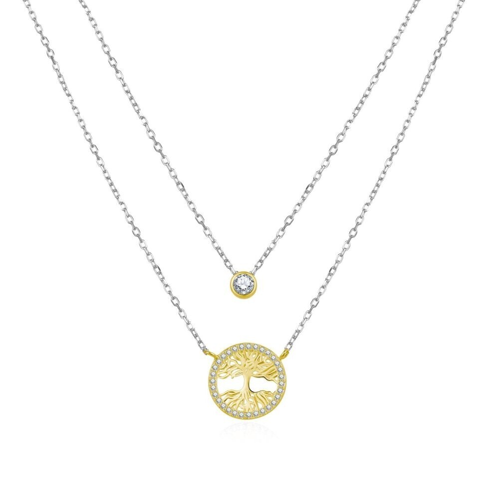 MOISS Bicolor stříbrný dvojitý náhrdelník Strom života N0000366