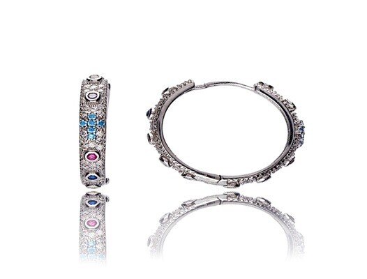 MOISS Stříbrné kruhové náušnice se zirkony E0002976