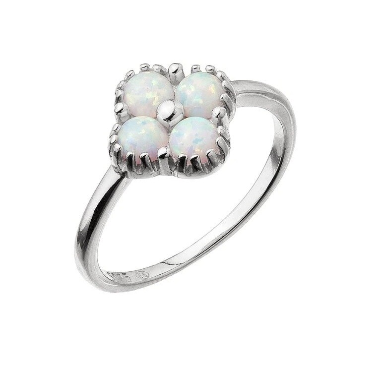 Evolution Group - Pavona Stříbrný prsten s bílými syntetickými opálky 15020.1 white 58 mm