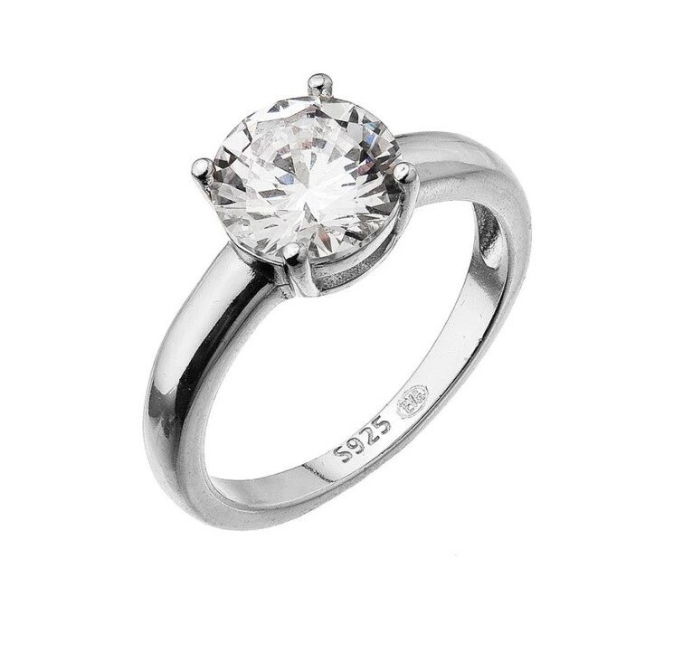 Evolution Group - Pavona Elegantní stříbrný prsten s čirým zirkonem 15012.1 crystal 52 mm