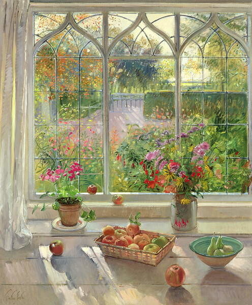Timothy Easton Obrazová reprodukce Autumn Fruit and Flowers, 2001, Timothy Easton, 33.1 × 40 cm