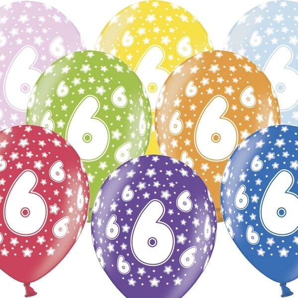 Balónek latexový 6. narozeniny 6 ks