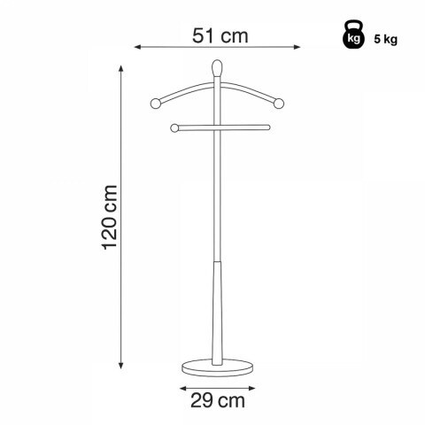 Němý sluha, výška 120 cm, masiv kaučukovník, černý, nos. 5 kg 82646 BK 82646 BK Autronic